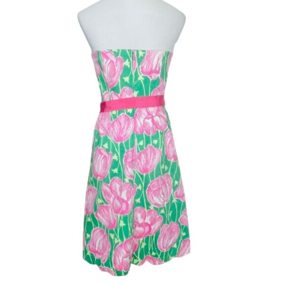 Lily Pulitzer StraplessTulip Print Scalop Hem Cocktail Dress Size 6 - Picture 7 of 9
